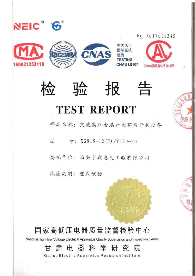 XGN15-12检验报告（进线柜）
